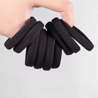 10/100PCS Black Elastic Hair Bands - Simple Rubber Scrunchies & Ponytail Holders for Women & Girls (2-5cm)