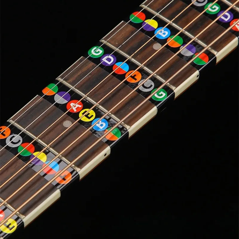 Guitar Fretboard Note Stickers – 6-String Fingerboard Map Labels for Beginner Guitarists