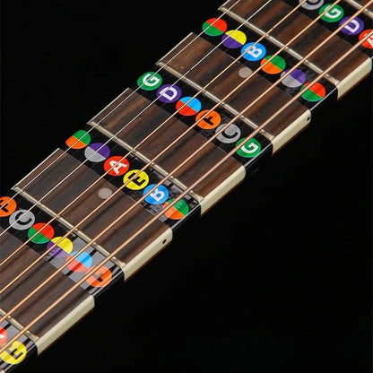 Guitar Fretboard Note Stickers – 6-String Fingerboard Map Labels for Beginner Guitarists