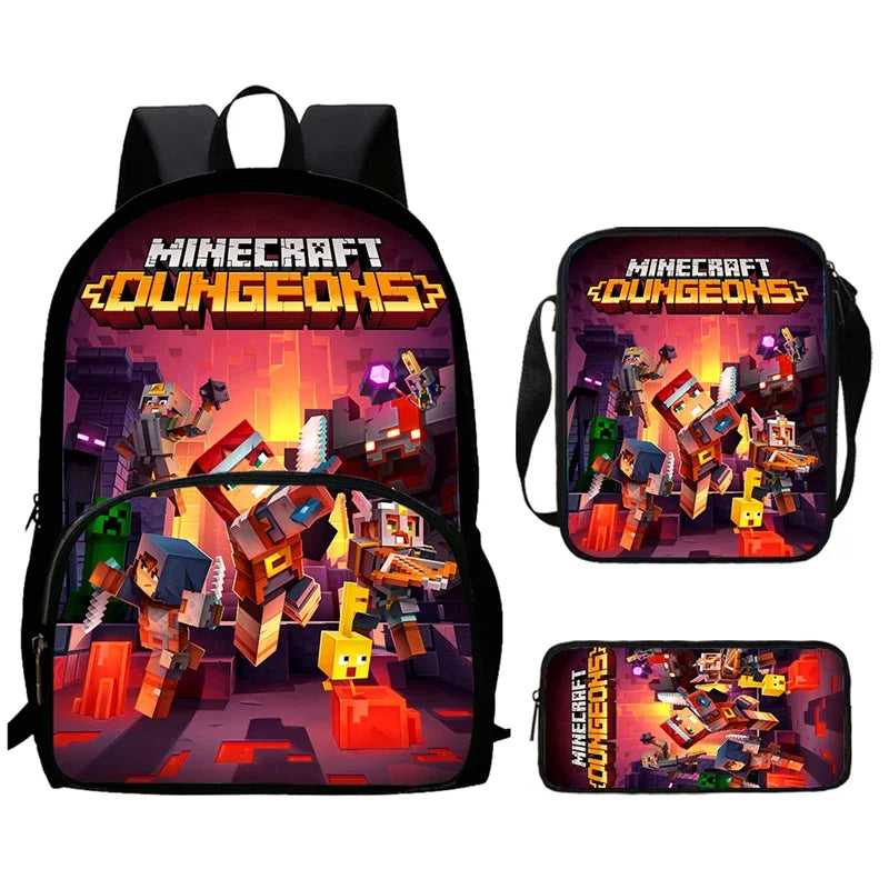 Mini-Craft Kids School Backpack Set — Front Pocket Backpack, Shoulder Bag & Pencil Case for Boys & Girls Ages 5-10