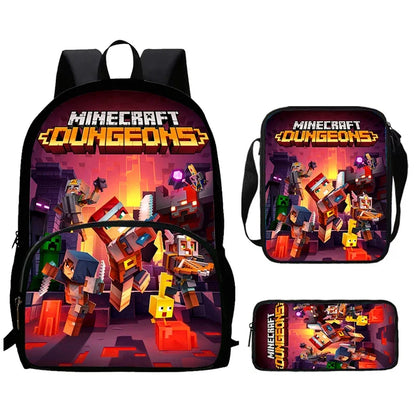 Mini-Craft Kids School Backpack Set — Front Pocket Backpack, Shoulder Bag & Pencil Case for Boys & Girls Ages 5-10