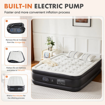 MCQ 18" Tall Air Mattress - Inflatable Airbed with Built-In Pump for Home & Camping
