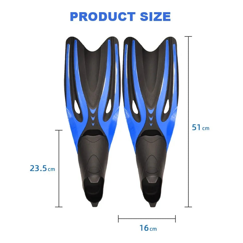 Professional Adult Swimming & Diving Fins – Flexible Non-Slip TPR Rubber Snorkeling Flippers for Water Sports & Beach
