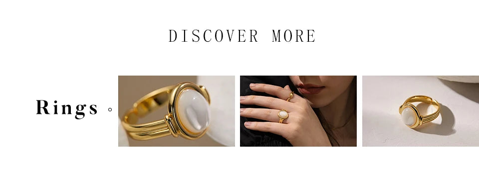Peri'sbox Elegant Gold Plated Oval Heart Ring – White Mother of Pearl Women’s Waterproof Party Jewelry Gift