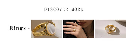 Peri'sbox Elegant Gold Plated Oval Heart Ring – White Mother of Pearl Women’s Waterproof Party Jewelry Gift