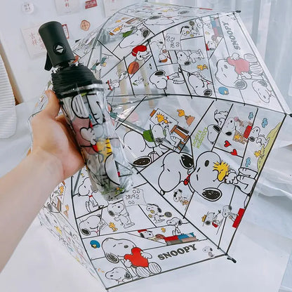 Snoopy Woodstock Folding Umbrella - Transparent Automatic Cartoon 3-Fold Rain Umbrella Gift