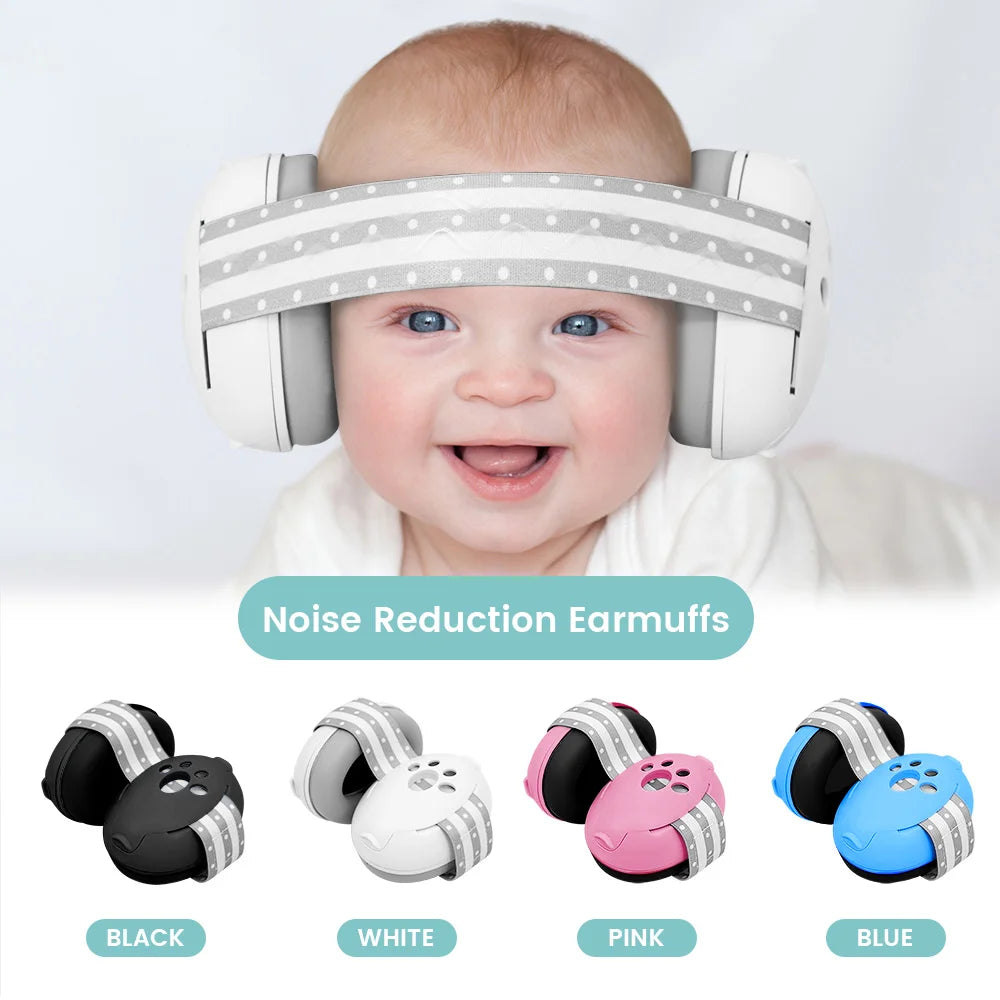 Baby Noise-Reducing Earmuffs - Infant Ear Protection with Soft Elastic Headband for Flights and Noisy Environments