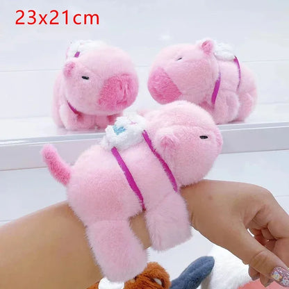 Lovely Capybara Plush Slap Snap Wristband Bracelet – Kawaii Animal Hand Ring Toy for Kids