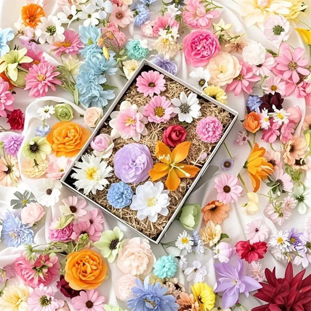 20/52Pcs Artificial Silk Flowers – Random Mix Fake Flowers for Home Decor, DIY Crafts, Wedding, and Bridal Accessories