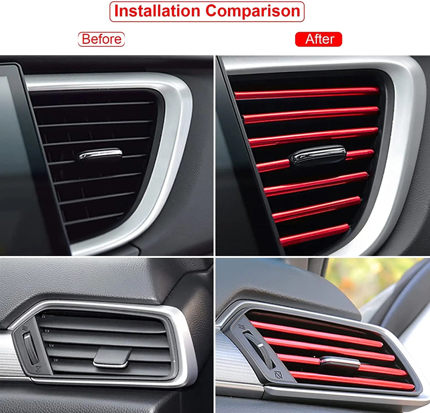10Pcs 20cm Car Air Conditioner Outlet Decorative U Shape Moulding Trim Strips - Car Styling Door Edge Corner Protector