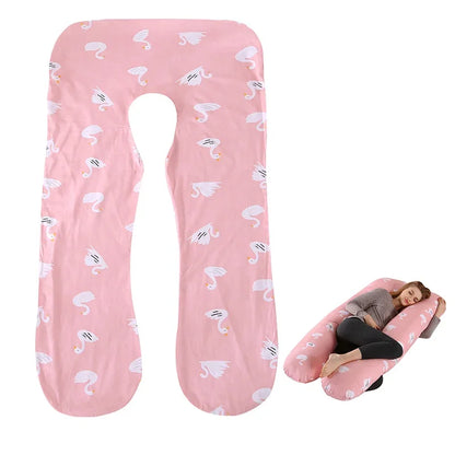 Cotton Maternity U-Shaped Body Pillow Case – 140/150cm Removable & Washable Cover for Pregnancy Support