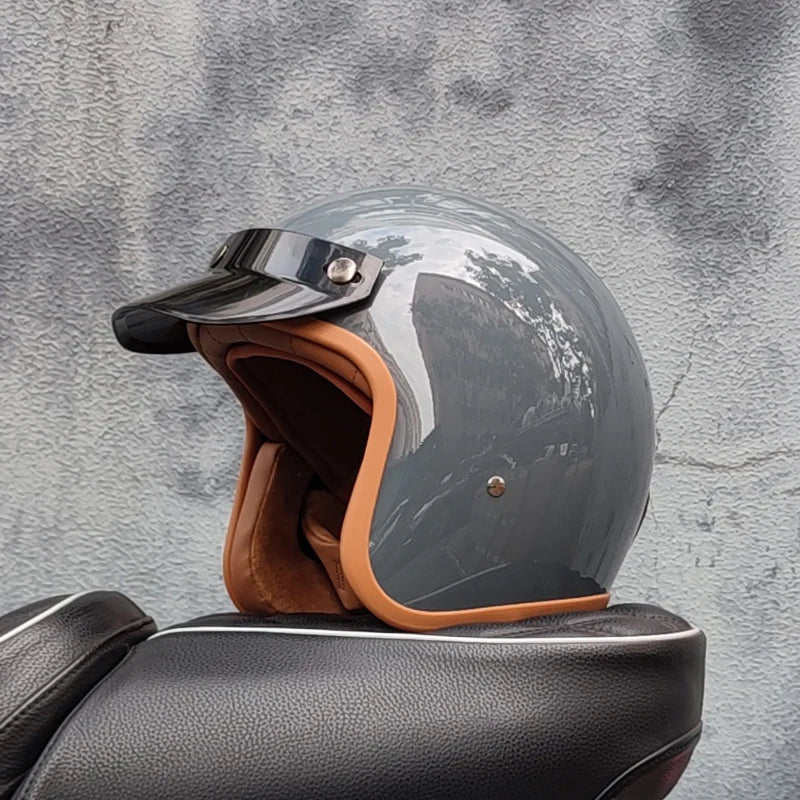 Retro 3/4 Semi-Open Motorcycle Helmet — Cross-Country Winter Riding Accessories