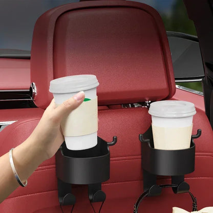Car Seat Headrest Hook Hanger – Multi-Purpose Storage Organizer with Cup Holder for Handbags & Auto Accessories