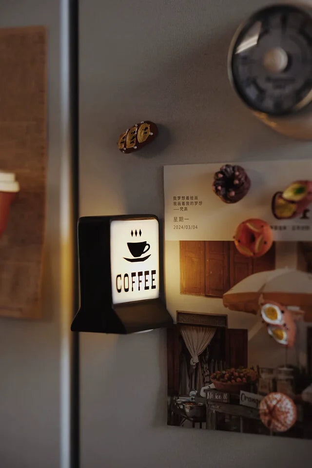 Coffee Shop Magnetic Fridge Stickers – Creative Convenience Store Light Signs, Luminous 711 Light Box Home Decor