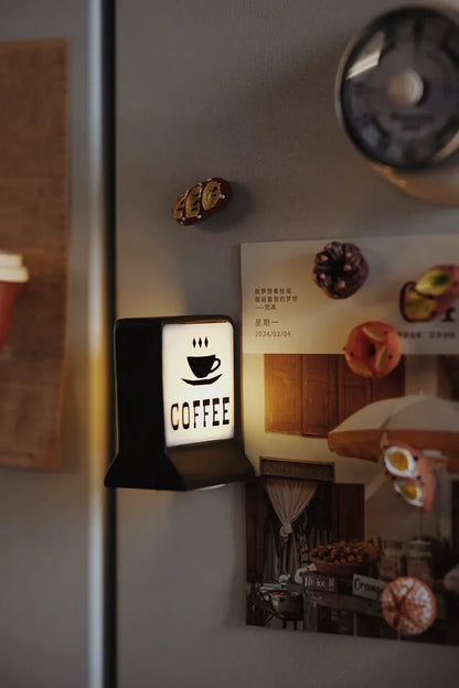 Coffee Shop Magnetic Fridge Stickers – Creative Convenience Store Light Signs, Luminous 711 Light Box Home Decor