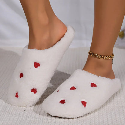 Women’s Winter Heart-Shaped Slippers – Soft Sole Indoor Shoes, Comfortable Quiet Cute Home Slippers