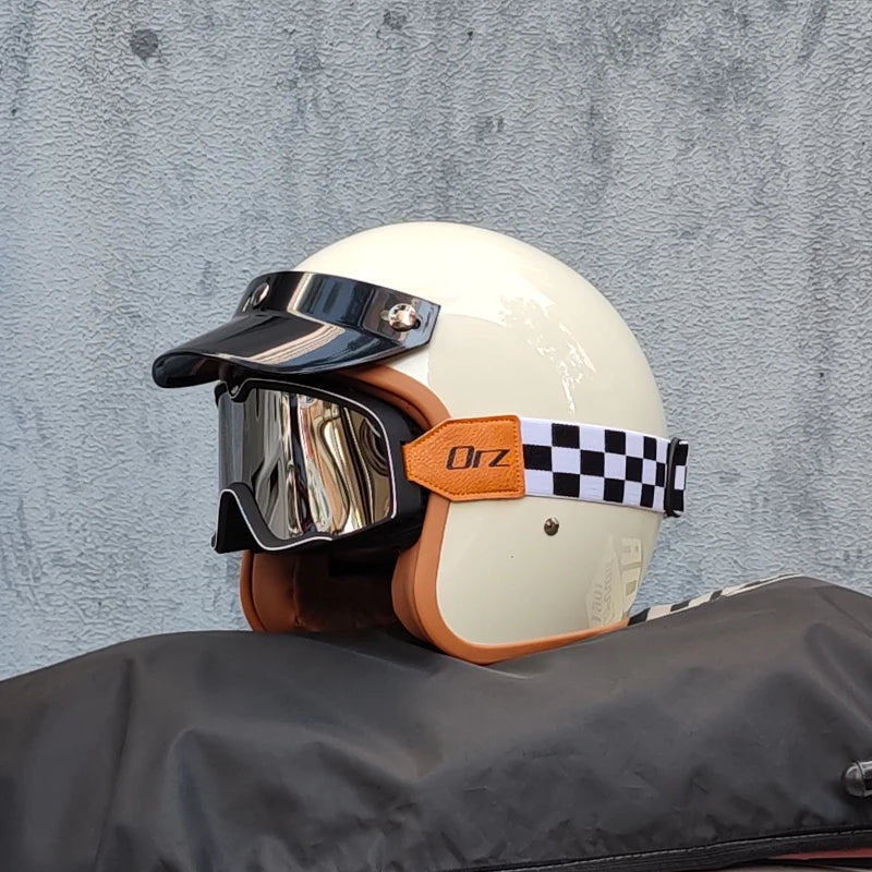 Retro 3/4 Semi-Open Motorcycle Helmet — Cross-Country Winter Riding Accessories