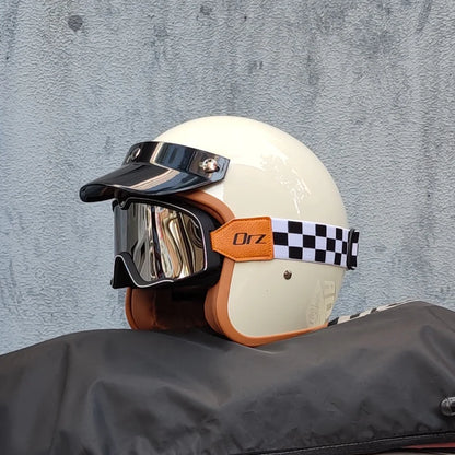 Retro 3/4 Semi-Open Motorcycle Helmet — Cross-Country Winter Riding Accessories