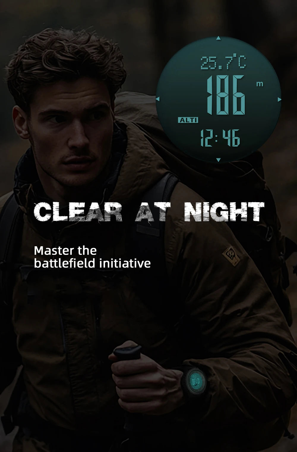 NORTH EDGE APACHE-46 Men’s Digital Outdoor Watch – Altimeter, Barometer, Compass, WR50M Sports Watch
