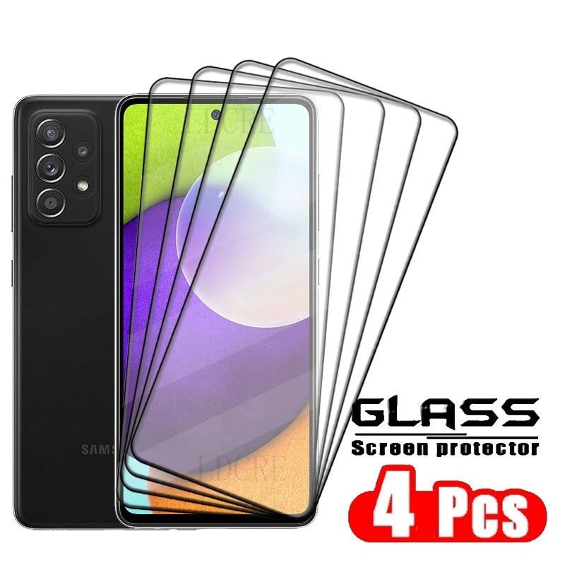 4 Pack Samsung Galaxy A52 Screen Protector – 9H Tempered Glass Full Cover with Strong Adhesive