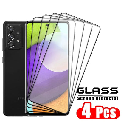 4 Pack Samsung Galaxy A52 Screen Protector – 9H Tempered Glass Full Cover with Strong Adhesive