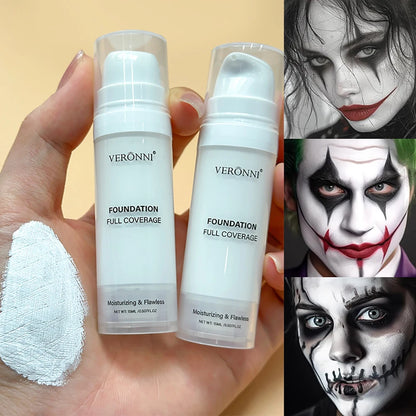 White Liquid Foundation - Full Coverage Long-Lasting Matte Makeup for Goth Looks and Cosplay