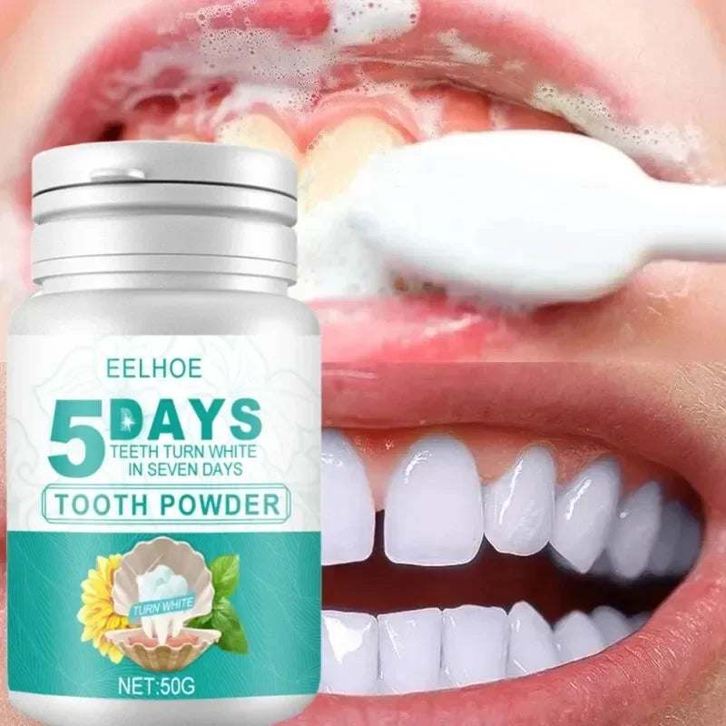 5 Day Teeth Whitening Powder – Removes Plaque & Stains, Deep Cleaning, Fresh Breath & Oral Hygiene Care