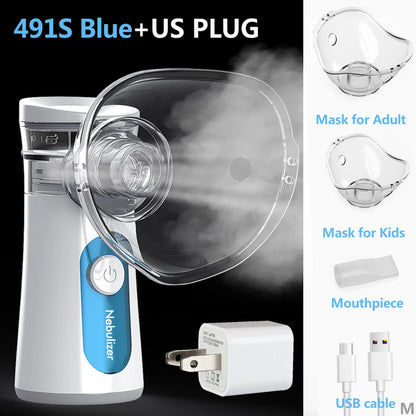 KIUZOU Silent Handheld Mesh Nebulizer – Portable Asthma Inhaler & Mini Humidifier for Kids & Adults