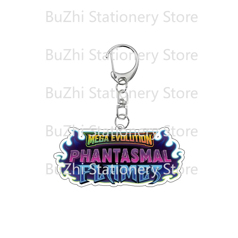Anime Mega Evolution Acrylic Keychain 5cm – PTCG PKM Cartoon Game Logo Bag Charm Pendant Gift Toy for Boys & Girls Collection