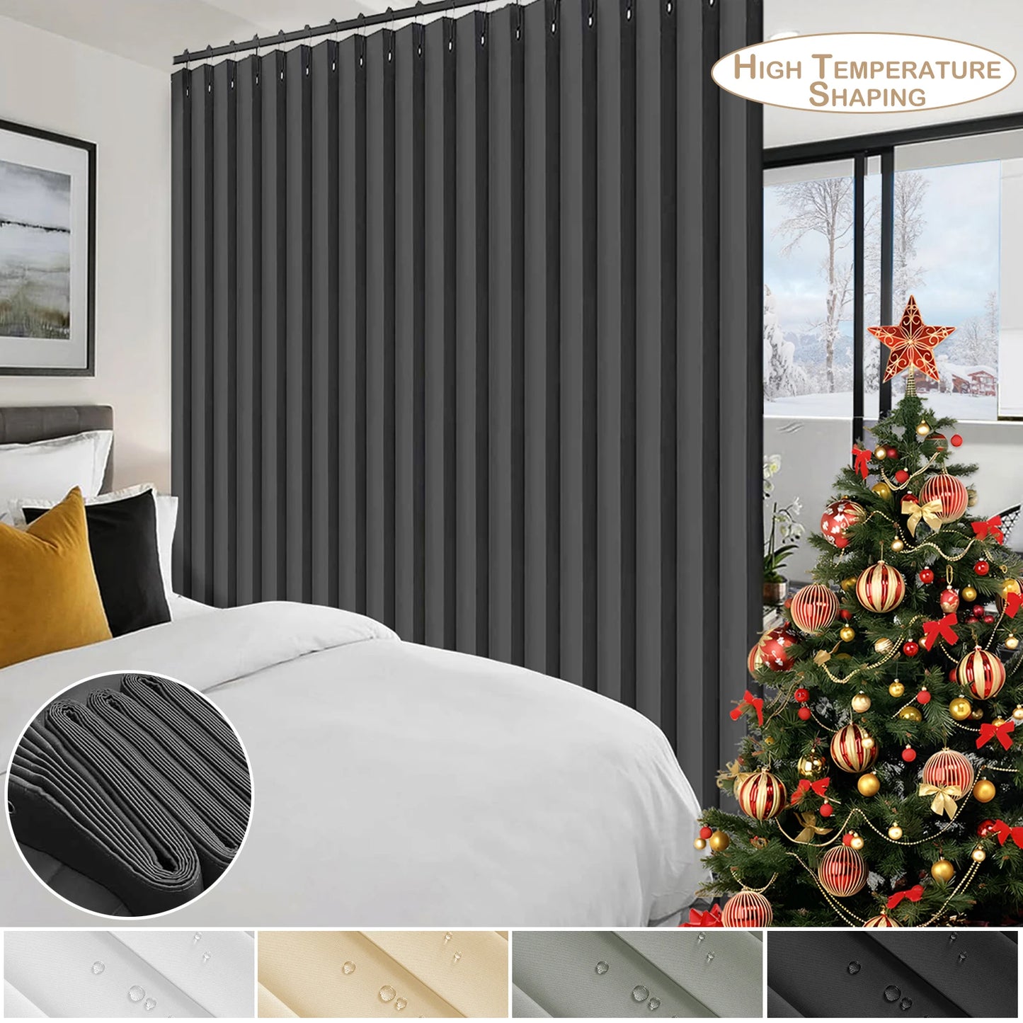 Extra Large Blackout Waterproof Curtain – Thermal Insulated Sliding Door & Shower Drapes for Living Room & Bedroom