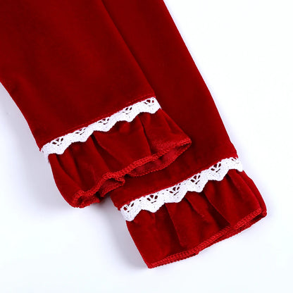 2025 Kids Christmas Pajama Set – Velvet Long Sleeve Loungewear & Sleepwear for Boys & Girls