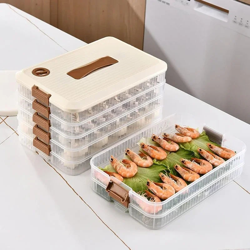 JUSTINLAU Dumpling Storage Box - Multi-Layer Stackable Food Container with Sealed Fresh-Keeping Design for Kitchen Storage