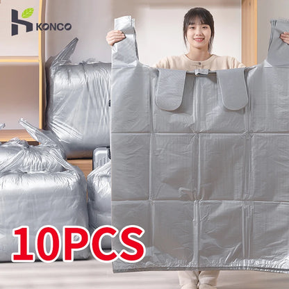 10PCS Large Plastic Storage Bags — Thick Moving & Organizer Bags for Clothes, Toys, Bedding, Duvets
