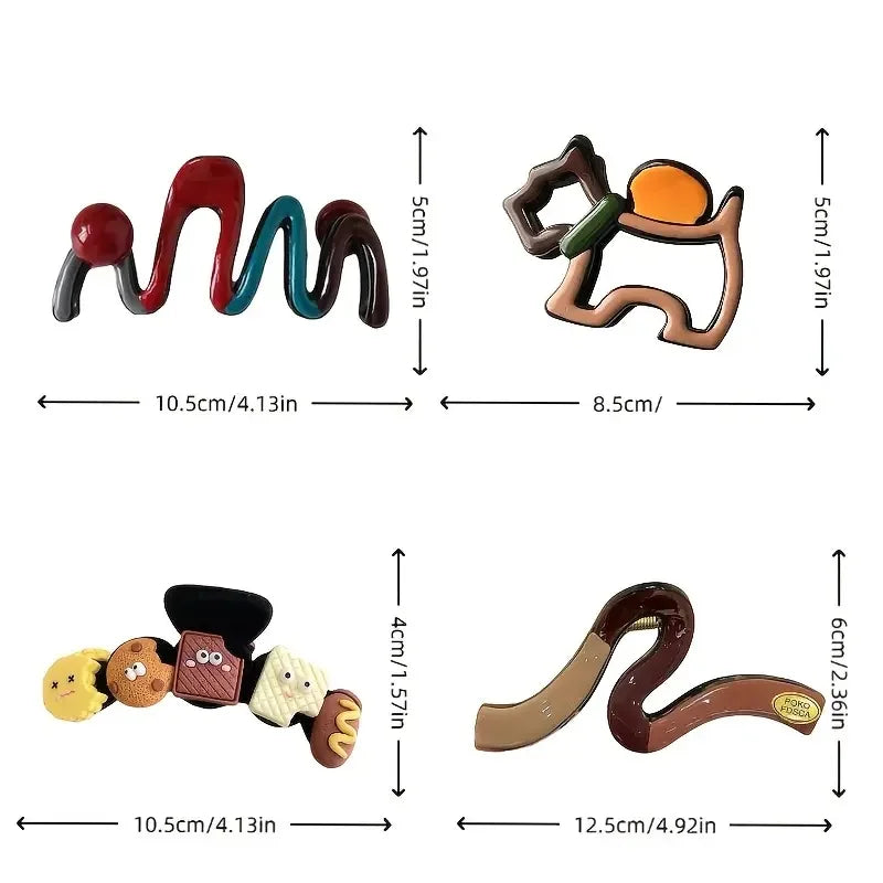 4Pcs Large Hair Claw Clips - Chic Wavy Non-Slip Shark Clips for Women