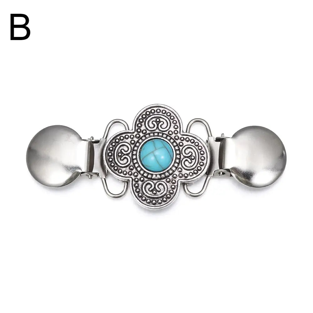 Retro Rhinestone Sweater Shawl Clasp - Antique Flower Duck Mouth Clothing Pin For Cardigans And Shirts