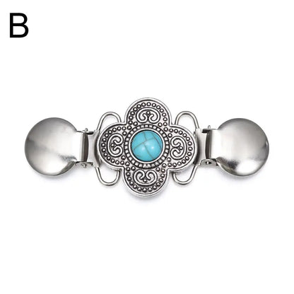 Retro Rhinestone Sweater Shawl Clasp - Antique Flower Duck Mouth Clothing Pin For Cardigans And Shirts