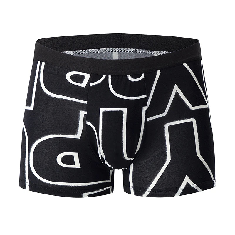 4-Piece Men's Fashion Boxer Shorts – European & American Size, Comfortable & Breathable Plus Size with Elastic Waist