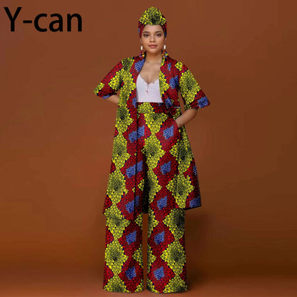 African Ankara 2-Piece Suit Set for Women - Traditional Print Jacket & Pants for Office, Business & Party Wear