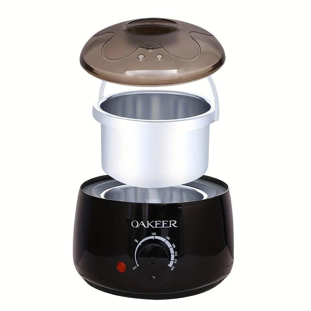 [EU Plug] 200ml Black Wax Melting Machine – 200g Wax Beans Set for Hair Removal & Wax Therapy Heating
