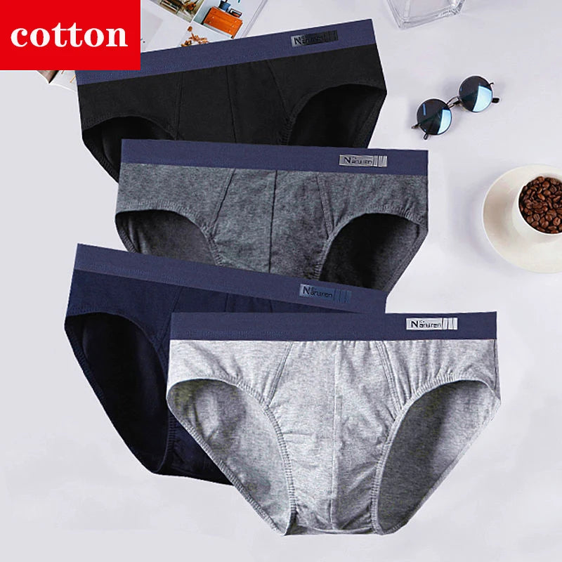 4-Pack Men's Cotton Briefs - Breathable Printed Underwear with Comfortable Fit & Stylish Design