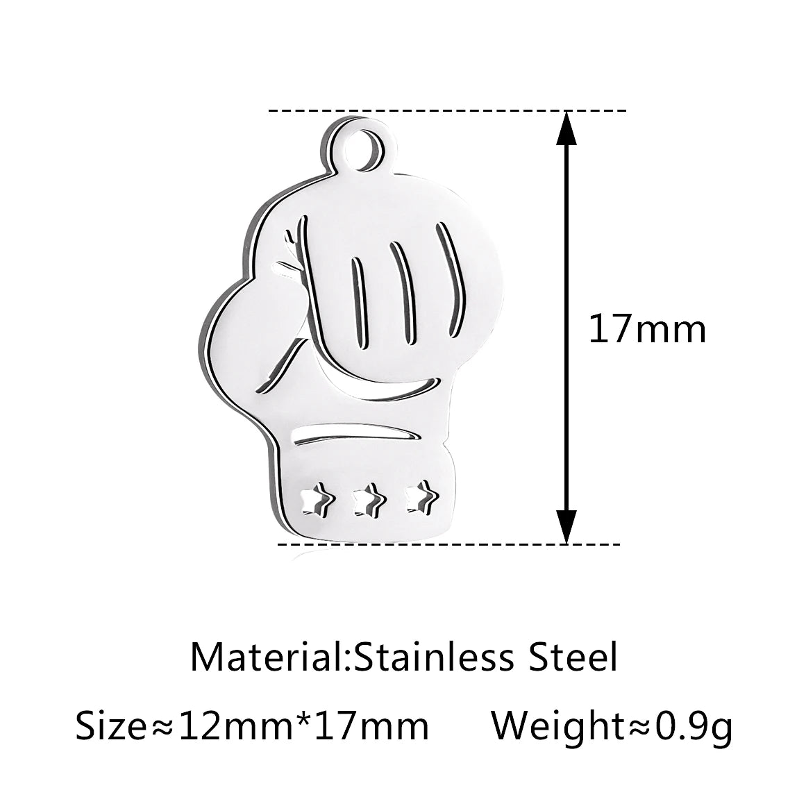 5-Piece Stainless Steel Charm Set - Magic Cube, Cross, Space Rocket, Boxing Glove, and Dinosaur DIY Jewelry Pendants