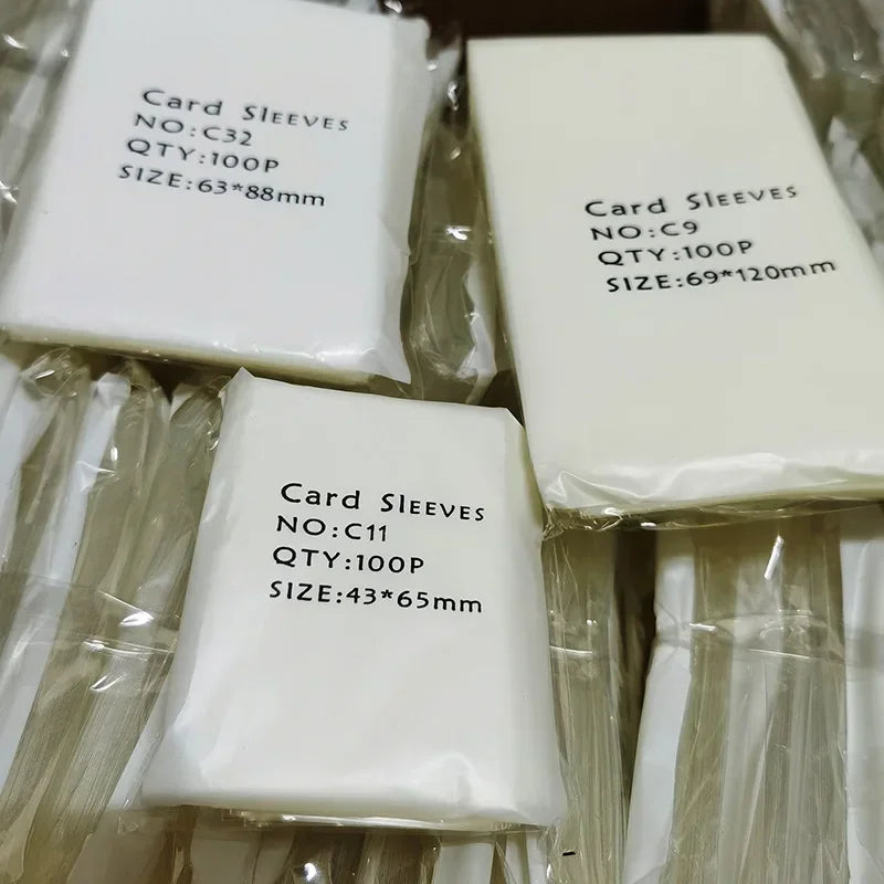 100PCS Transparent Card Sleeves – Various Sizes for Magic, Tarot, Poker & Board Game Card Protection
