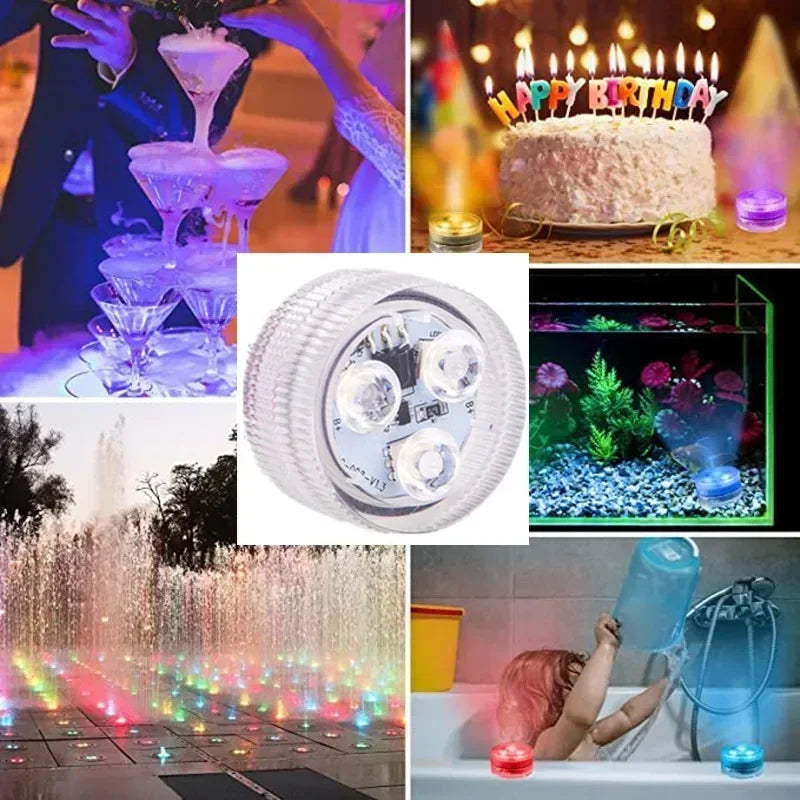 3LED RGB Submersible Underwater Night Lamp – Battery Operated Pool, Garden, Wedding & Party Light for Vases & Bowls