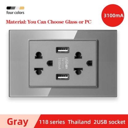 Herepow 118 Series Dual USB Wall Socket - Thailand & American Standard Smart Plug Adapter with Type-C 3.1A Fast Charging