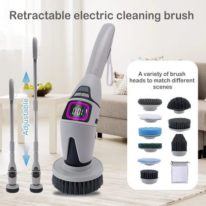 10 in 1 Electric Cleaning Brush – Multifunctional Bathroom & Toilet Brush with Voice Announcement
