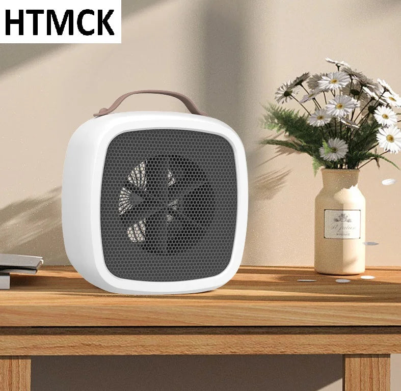 HTMCK 500W Portable Mini Space Heater - PTC Ceramic Heating Fan, Quiet Fast Warm-Up for Home and Office Use