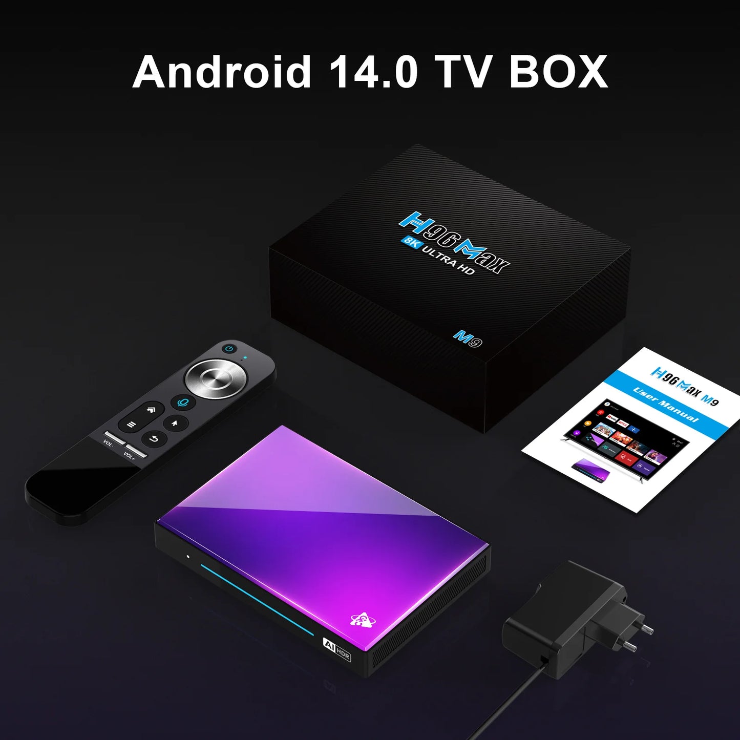 H96 MAX M9 AI Android 14 TV Box, 8-Core Rockchip RK3576, Wifi6, BT5.4, 4GB/64GB & 8GB/128GB, 8K 120fps Streaming, 1000M LAN