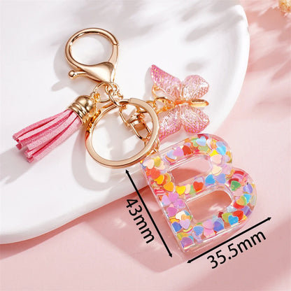 A-Z Letter Pendant Keychain - Tassel Key Ring Charm for Women & DIY Jewelry Making