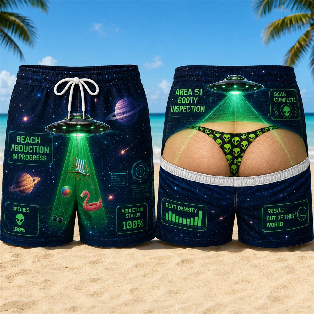 Retro 3D Cowboy Beach Shorts - Men's Quick-Dry Breathable Drawstring Board Shorts