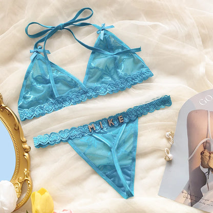 Custom Personalized Lace Thong Bikini – Sexy G-String Body Chain Lingerie with Name Letter Waist Chain Gift for Women